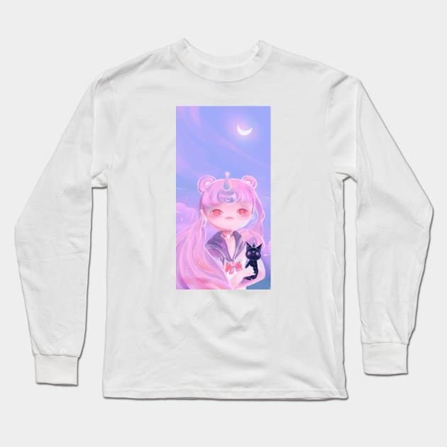 Sailor Moon Long Sleeve T-Shirt by Miya Gu Art